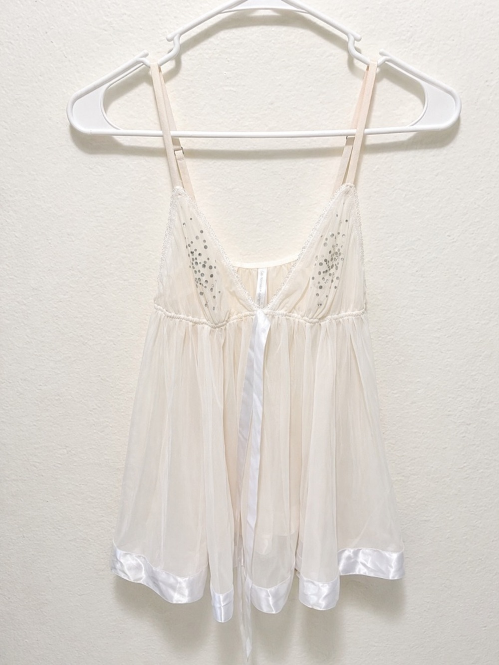 ✨Victoria's Secret “I Do” Cream Sheer Top with Sequin Accents